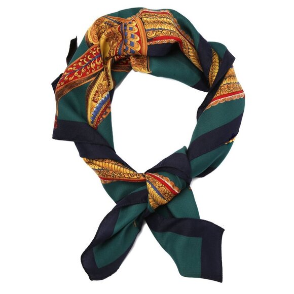 Vintage Roman Spartan Helmet Scarf Neck Hair Tie Scarf Navy Teal Yellow Red - Picture 2 of 7